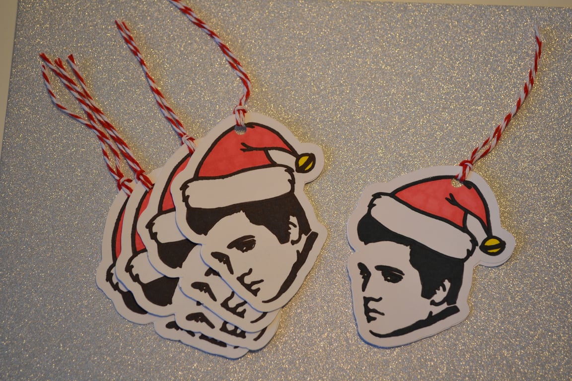 Elvis Presley Christmas Gift Tags – Pack of 5 Handmade Holiday Tags