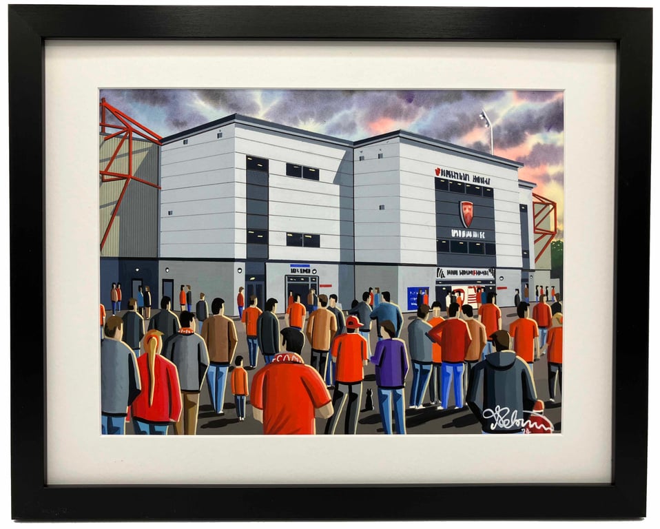 Morecambe F.C, Mazuma Stadium, Framed, Football Art Print 14" x 11" Frame 