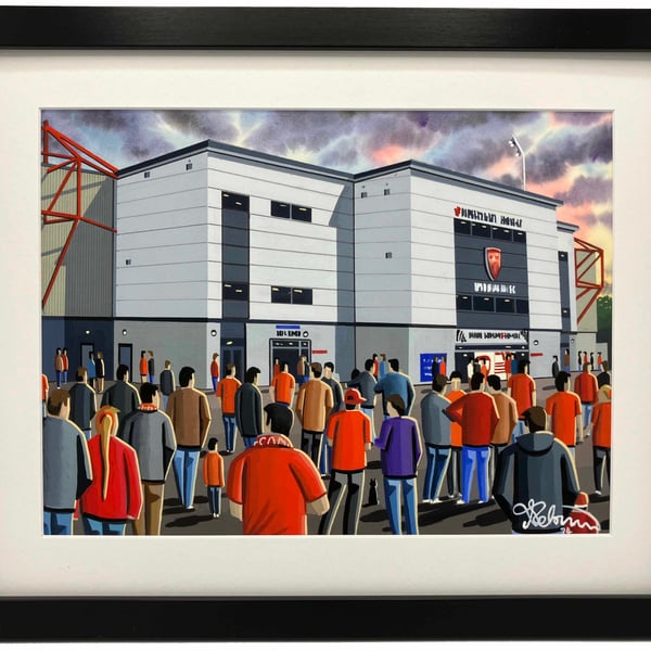 Morecambe F.C, Mazuma Stadium, Framed, Football Art Print 14" x 11" Frame 