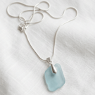 Aquamarine Sea Glass Necklace 