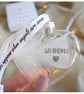 Grandma Memorial Feather Bauble, In Memory of Grandma, Heart Glass Christmas Orn - Image 2