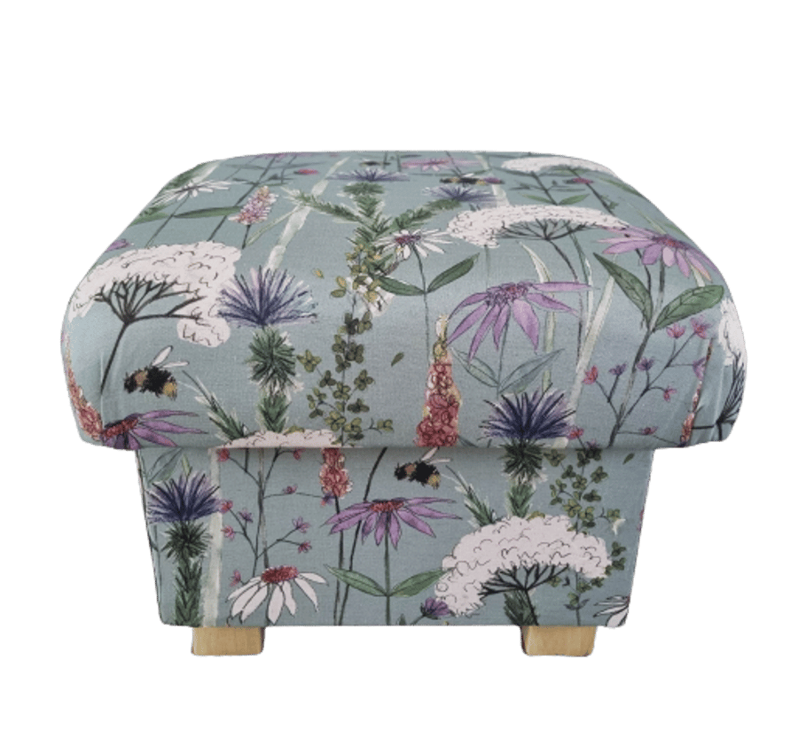 Storage Footstool Voyage Maison Hermione Verde Green Fabric Floral Pouffe Pink 