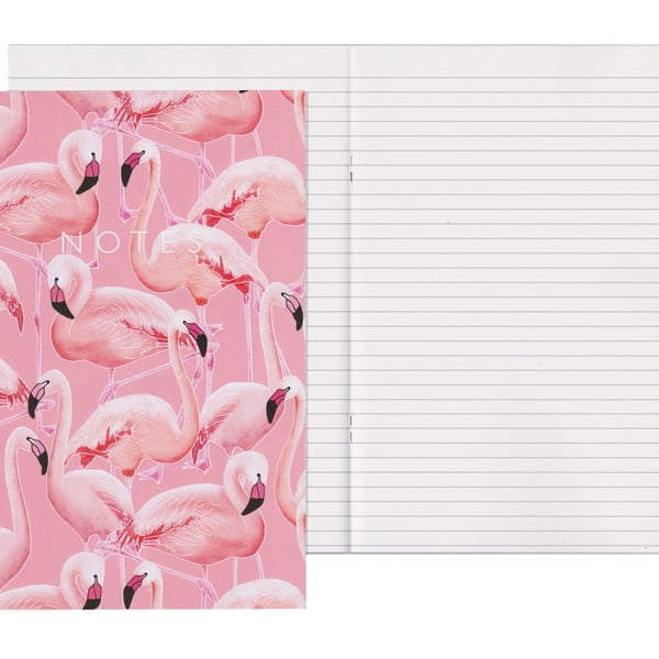 Lined Pages A5 Notebook - Pink Flamingos