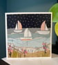 Sailboat or light house seascape card. Print of original hand collaged art - Image 4