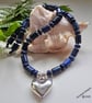 Lapis Lazuli, Sterling Silver Puffy Heart Necklace Only One Available 