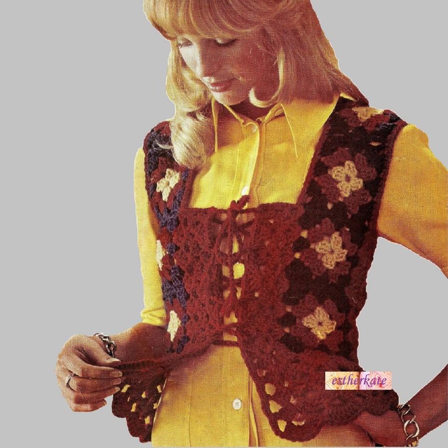 VINTAGE CROCHET PATTERN PDF Pullman Waistcoat