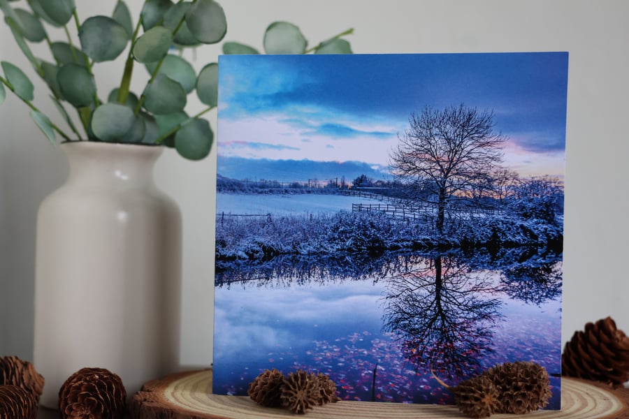 In Blue - Winter Canal Scene - Blank Greetings Card