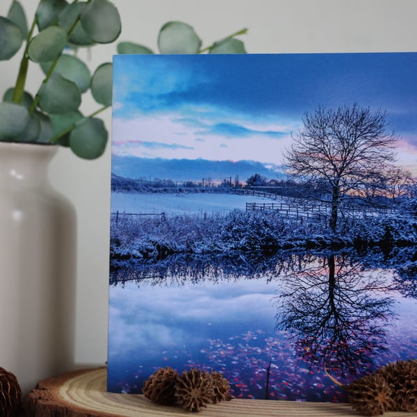 In Blue - Winter Canal Scene - Blank Greetings Card
