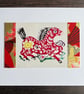 Chinese paper-cut cards, horse and rooster, card for horse lover, quirky cards - Image 5