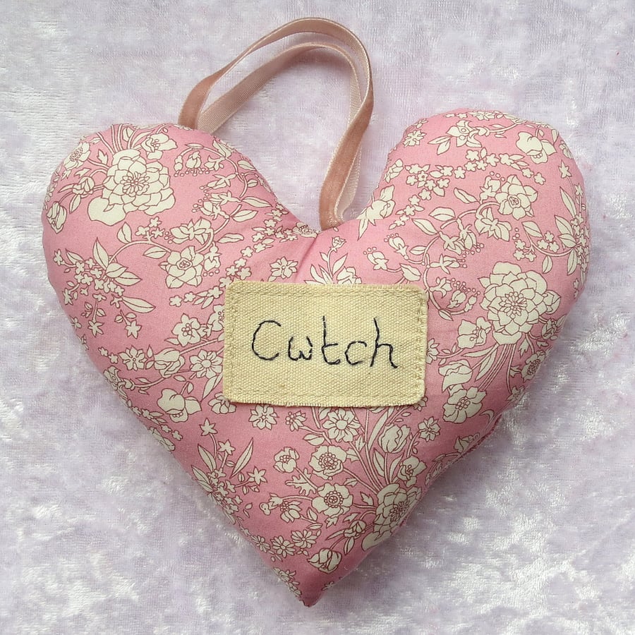 Fabric heart.  Cwtch.  Liberty Lawn heart.