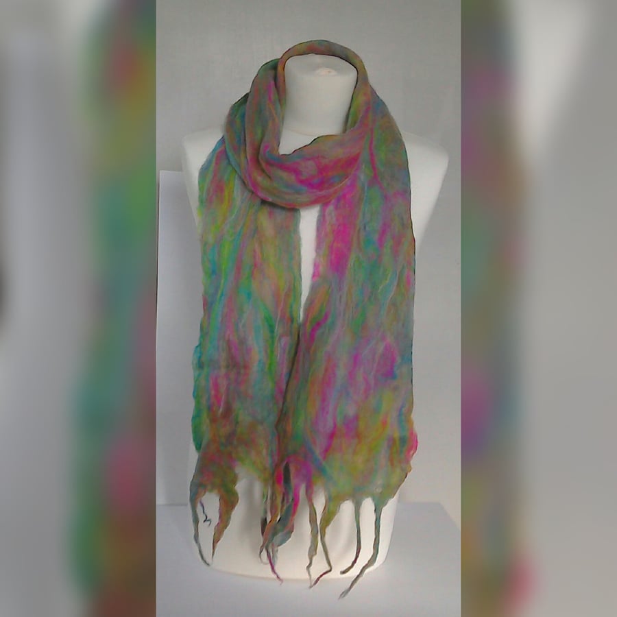 Scarf - hand felted cobweb scarf