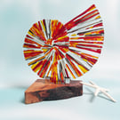 Fused Glass Ammonite-Red-Clear