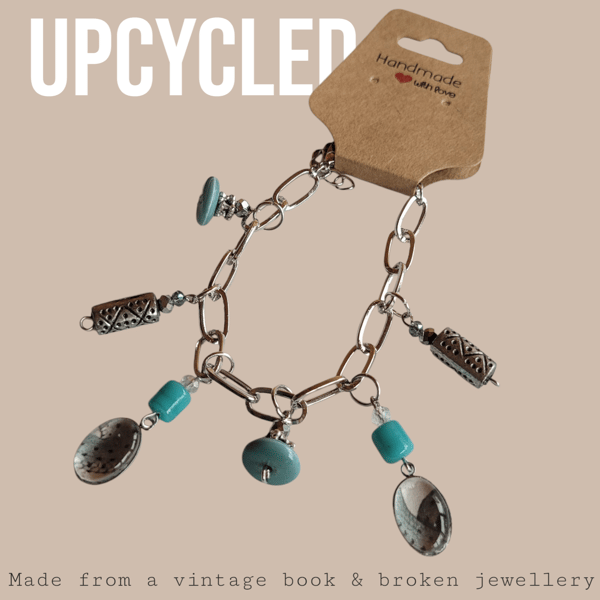 Upcycled Book Snake Charm Bracelet 