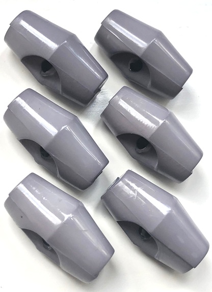 6 Toggle Buttons, Grey, 19mm Wide, Duffle, Baby Toggles