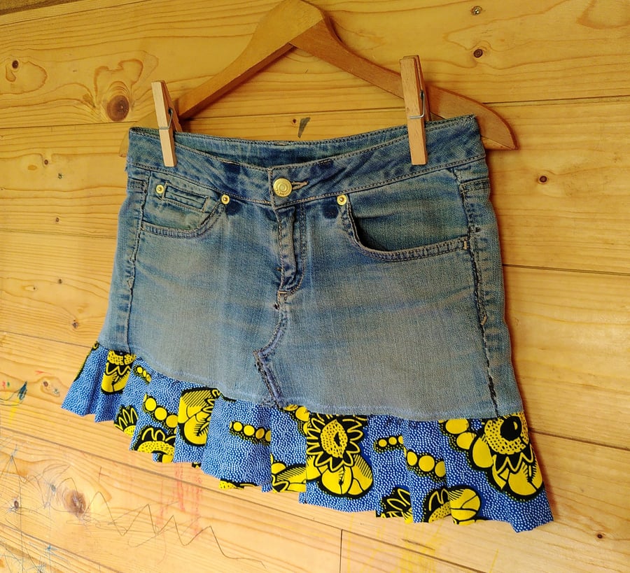 Upcycled jean skirt on sale