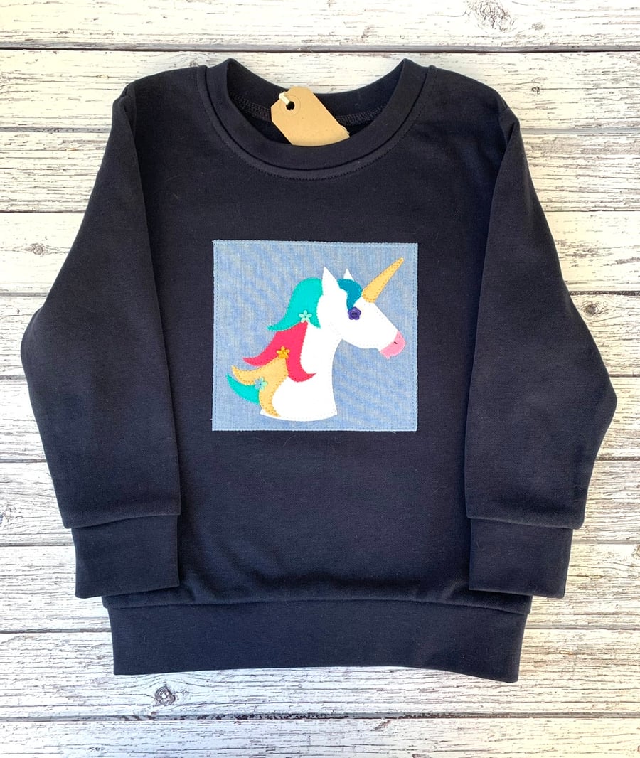 Unicorn Appliqué Cotton Sweatshirt