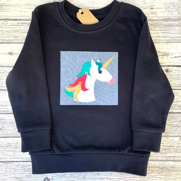 Unicorn Appliqué Cotton Sweatshirt