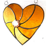 RESERVED 6inch Golden Swirl Heart Stained Glass Suncatcher 001 Gold Wedding