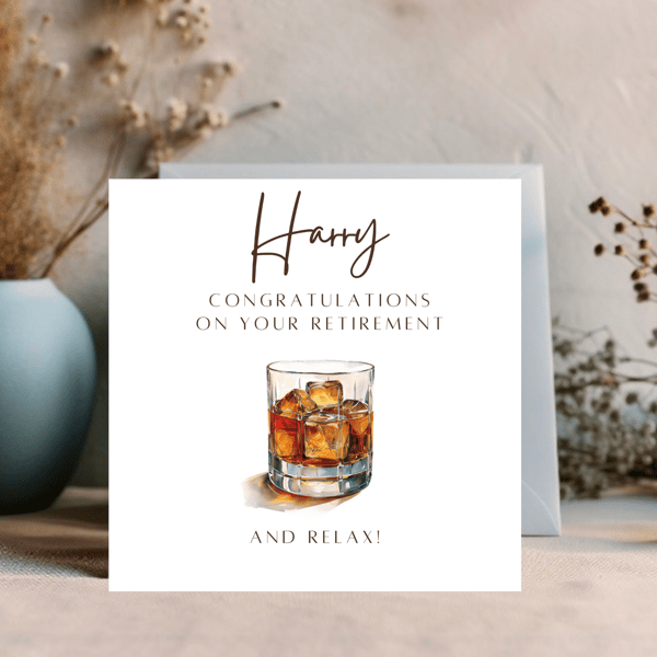 Whisky watercolour design for a relaxing retirement