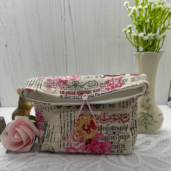 Fold Overtop Linen Make Up Bag PB8