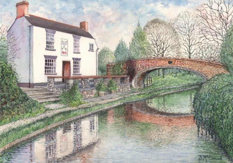 Filance Bridge and Cross Keys Inn  - ORIGINAL PAINTING