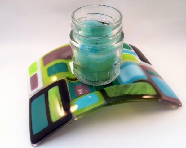 Colour Block Fused Glass Candle Bridge