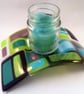 Colour Block Fused Glass Candle Bridge - Image 1