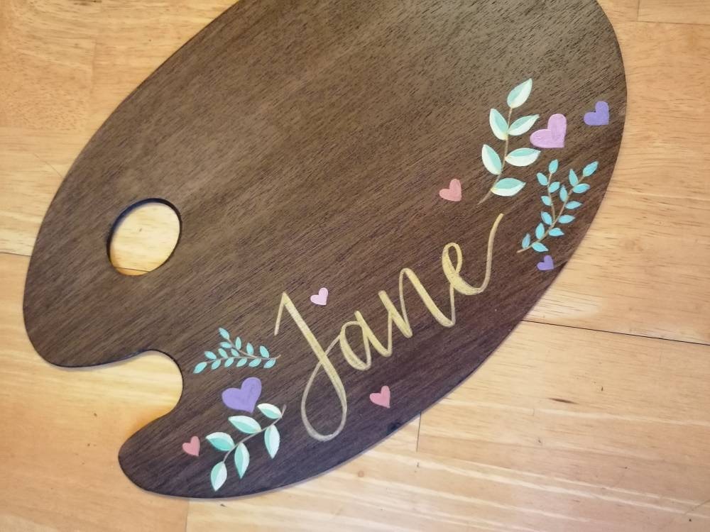 Personalised paint mixing palette- hand painted custom art supplies - pretty art