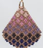 Teardrop Beaded Earrings in Pink and Purple Bubble Pattern - Image 5