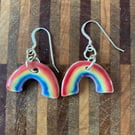 Porcelain Rainbow Earrings with silver ear hooks