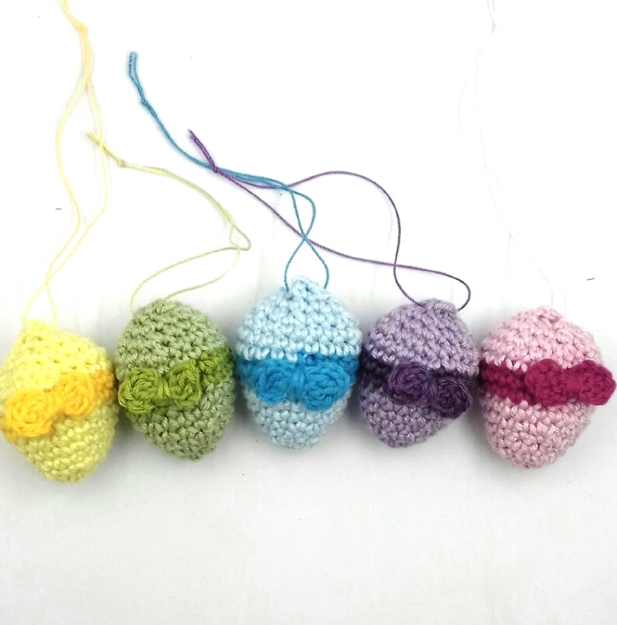 Five Crochet Easter Egg Decorations 