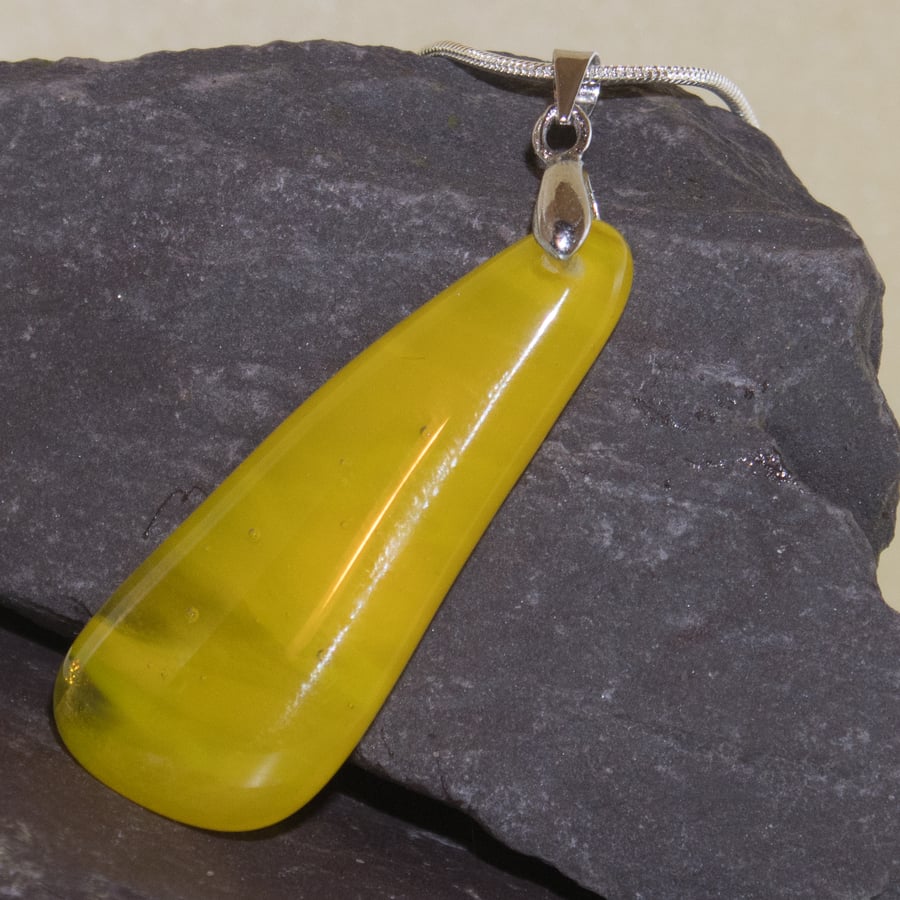 Translucent Yellow Pendant - Fused Glass - 1151