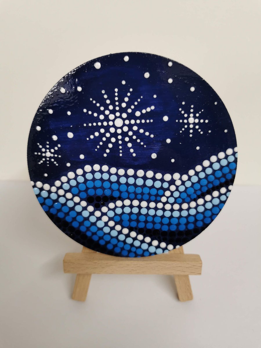 Hand painted 'midnight sky' mandala coaster