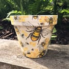 Large Handcrafted decoupaged 155mm Diameter "Bee and Honeycomb" Terracotta pot