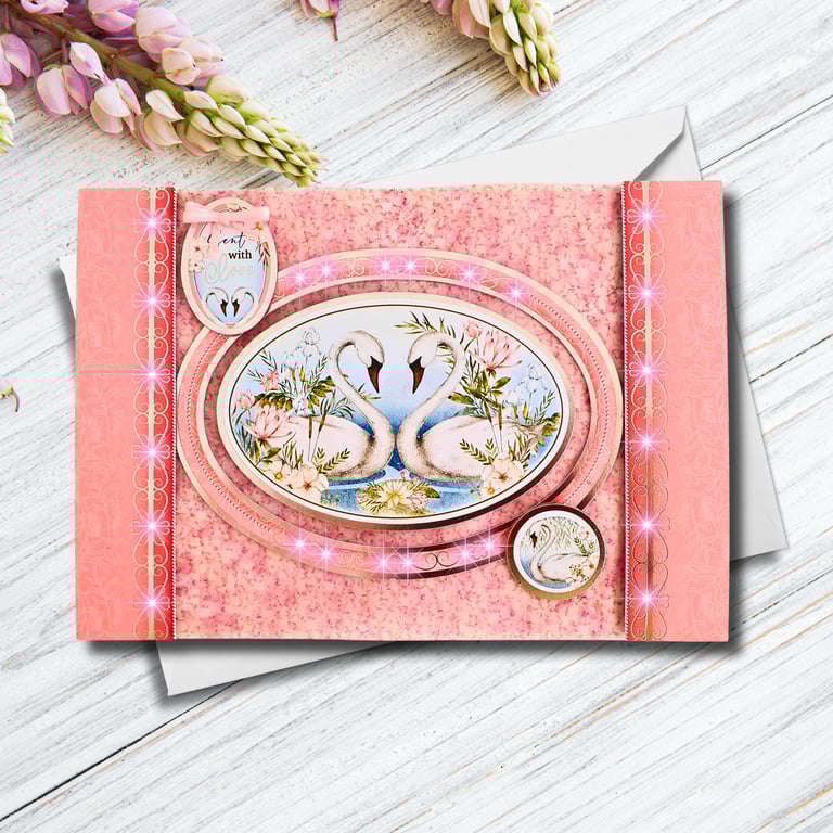 Valentine's Day Pink Card with Verse, "Sent With Love"