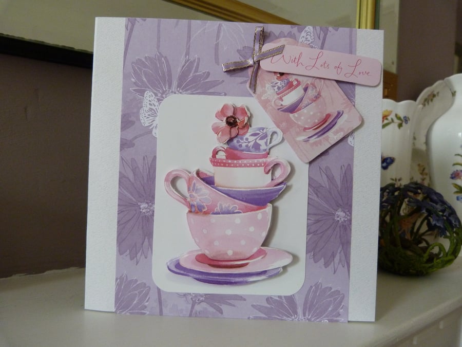 Cups and Saucers Birthday Card