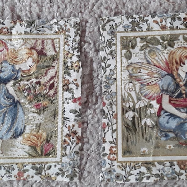 Set of 2 Fairy fabric squares. 100% cotton 