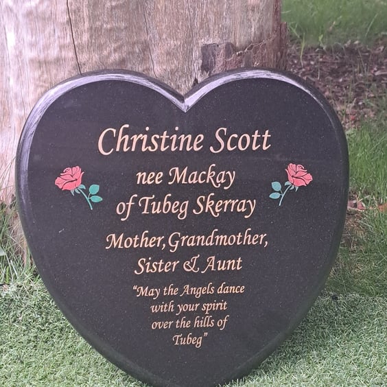 Personalised Grave Plaque Memorial Marker Heart Grave Stone Flat gravestone