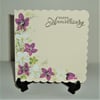 hand painted floral Anniversary greetings card ( ref F 528)