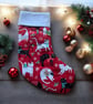Cat Christmas stocking red