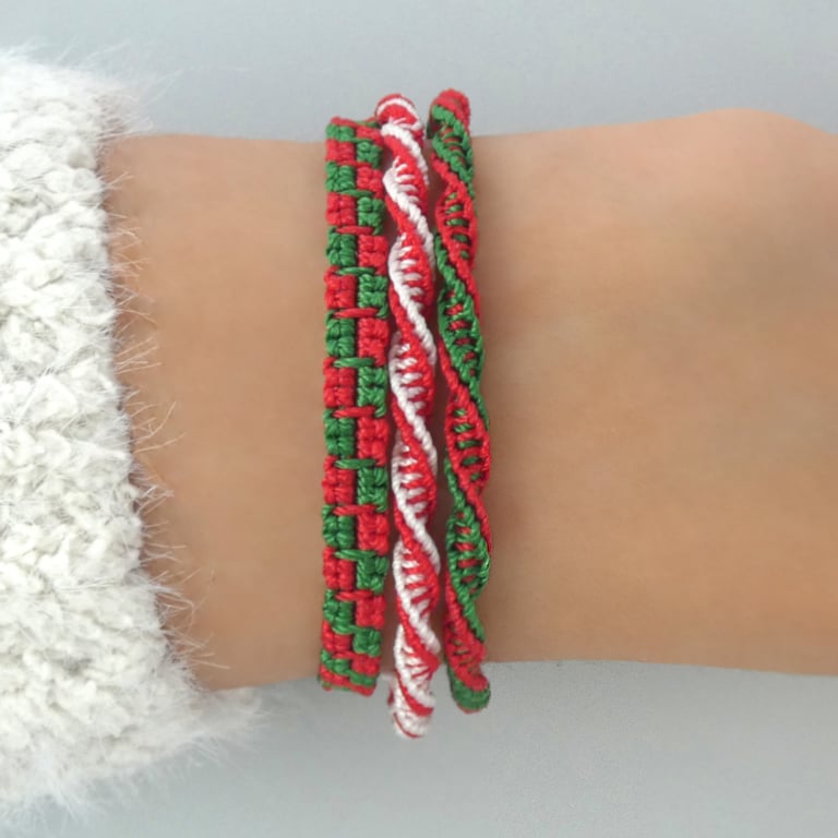 Set of 3 Christmas Two Tone Bracelets for Women.