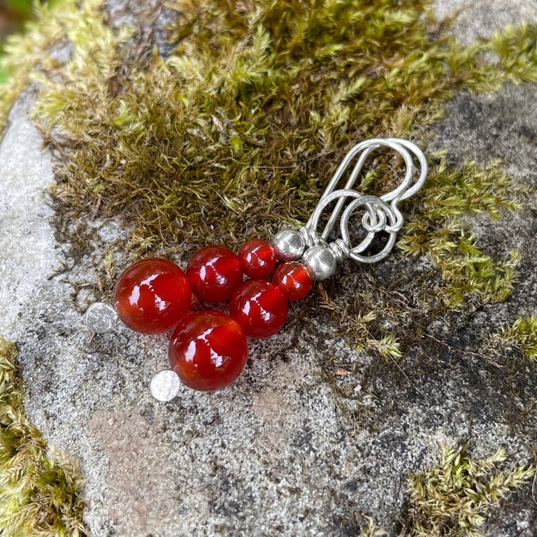 Sterling silver and carnelian bead earrings
