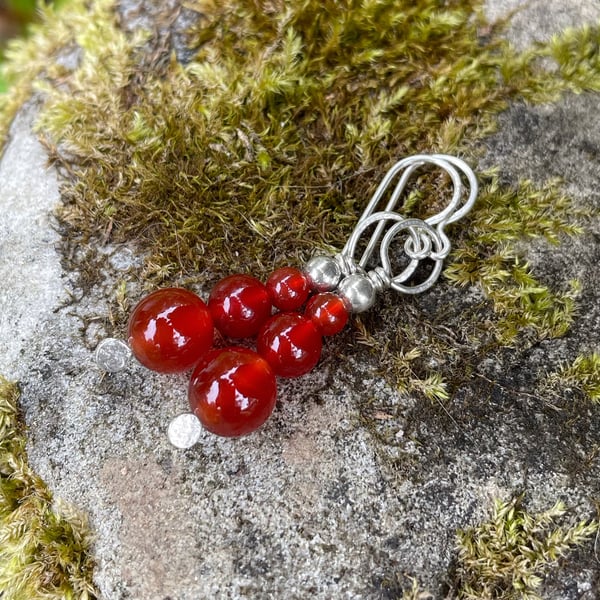 Sterling silver and carnelian bead earrings