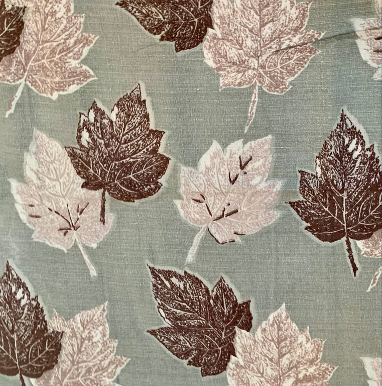 MCM leaf Grey Pink Burgandy 50s 60s Barkcloth Vintage Fabric Lampshade for sale