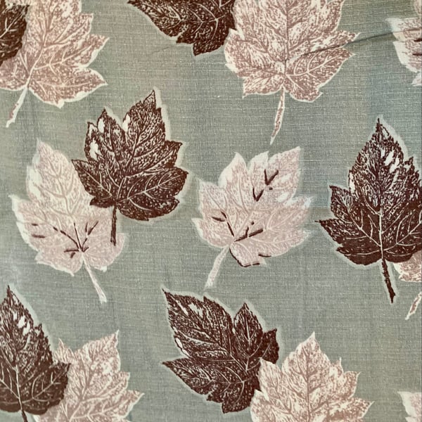 MCM leaf Grey Pink Burgandy 50s 60s Barkcloth Vintage Fabric Lampshade for sale