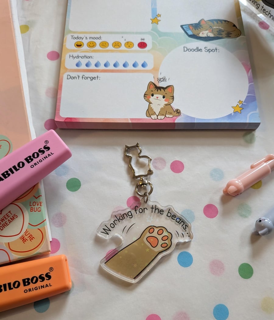Cat Paw Keychain, Holographic Toe Beans Charm, Cat Owner Gift