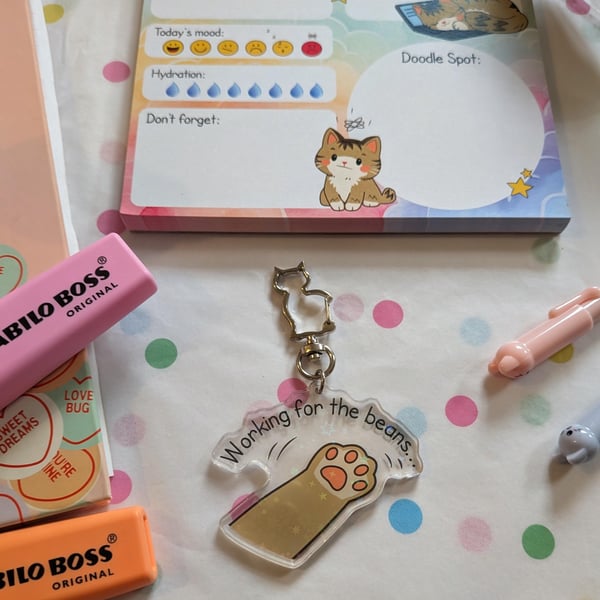 Cat Paw Keychain, Holographic Toe Beans Charm, Cat Owner Gift