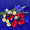 Paper Cornflower and Poppy Wildflower Bouquet