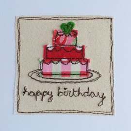 Embroidered Birthday Cake Card