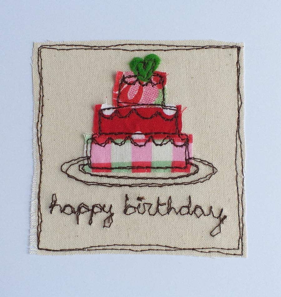 Embroidered Birthday Cake Card